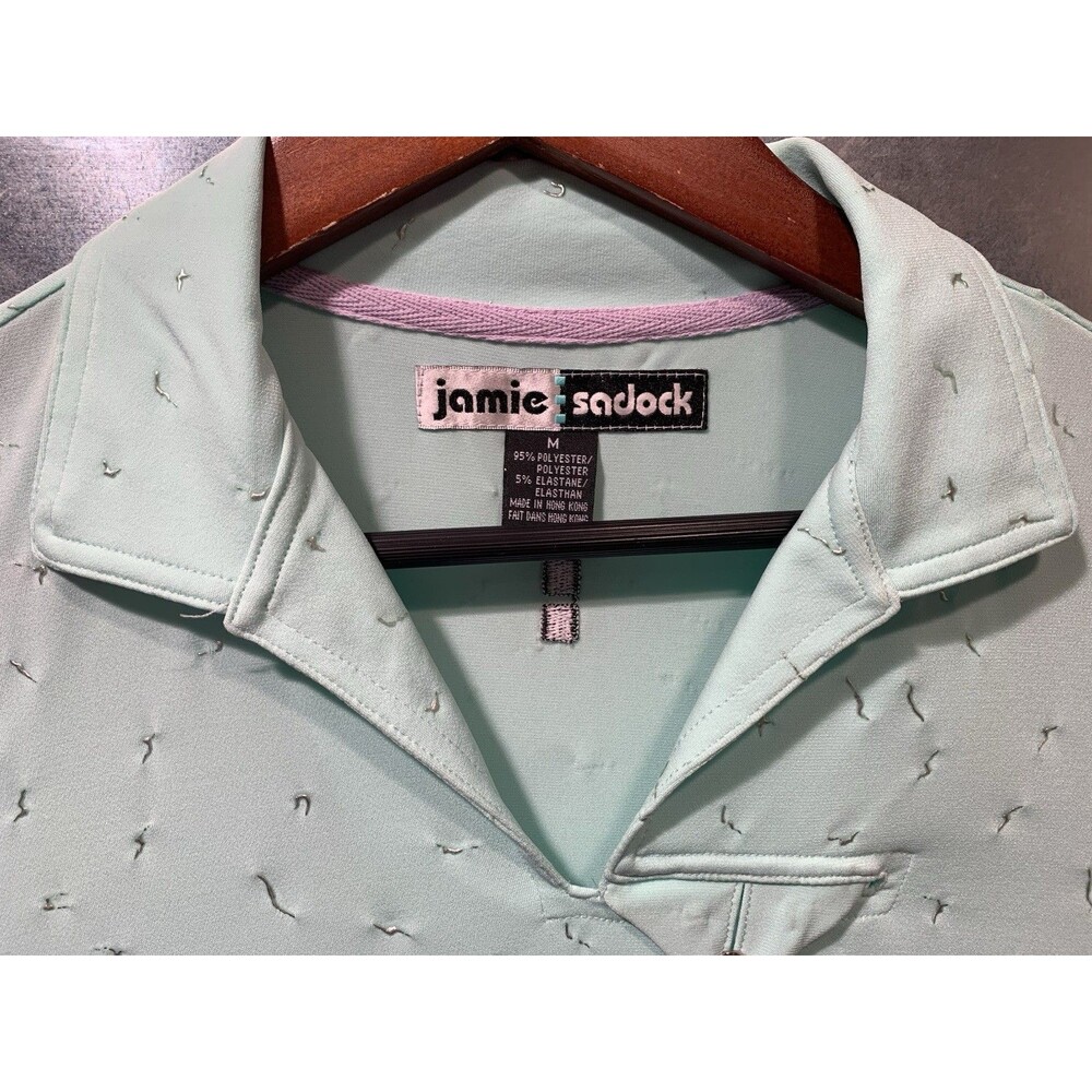 Jamie Sadock Golf Polo Pickleball Tennis Textured Mint Stretch M Short Sleeve